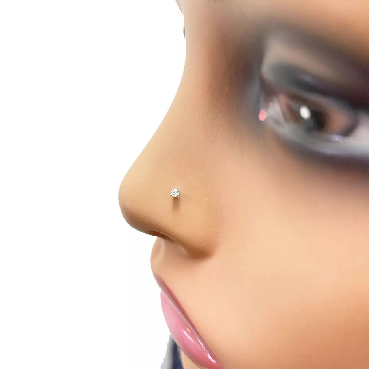 18ct White Or Yellow Gold Diamond Nose Stud Pin 0.02ct 4 claw 1.7mm Width Body Piercings