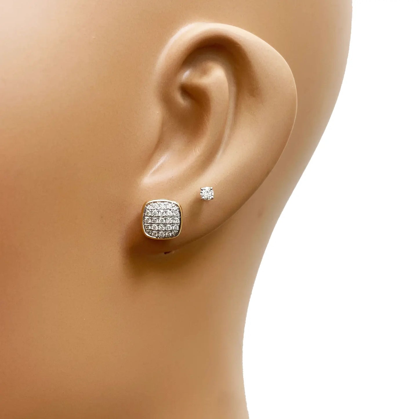 18ct Yellow Gold Natural Diamond Square Stud Earrings 0.31ct
