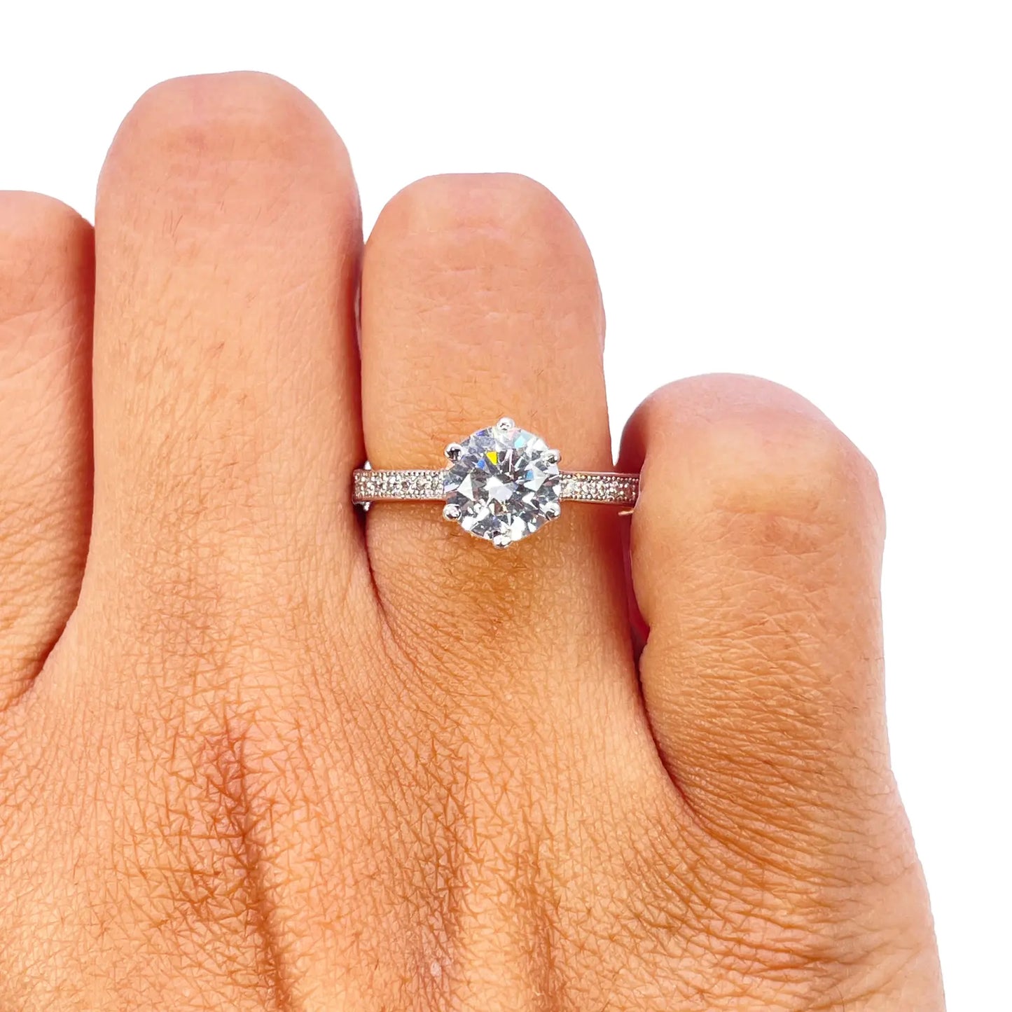 22ct Yellow Gold 6-Claw Cubic Zirconia Solitaire Ring 8 mm Width