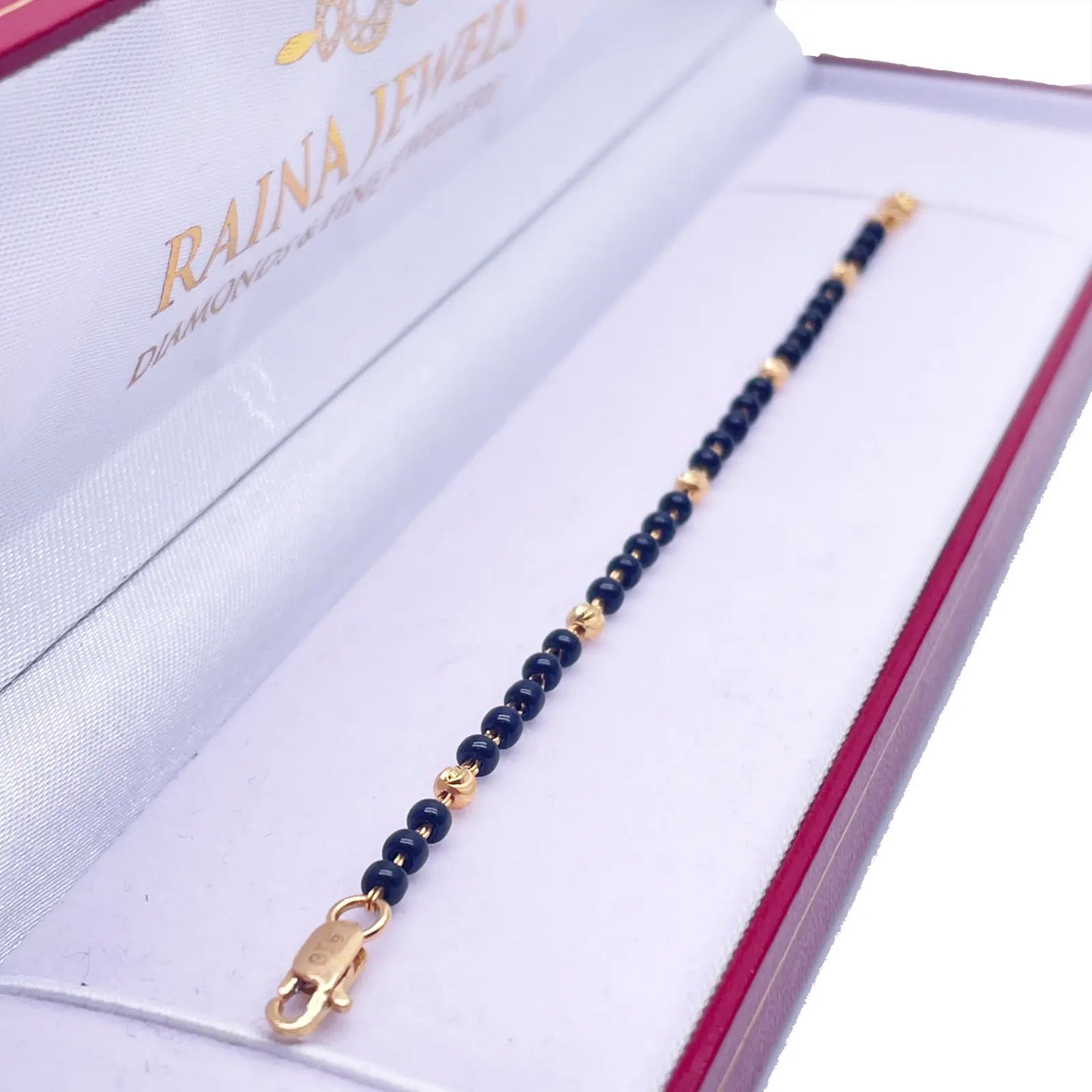 22ct Yellow Gold Children's Bracelet Black & Gold Beads (Maniya/Manka/Nazariya) Gold Beads Children's Bracelet, 22ct Yellow Gold Bracelet, Black