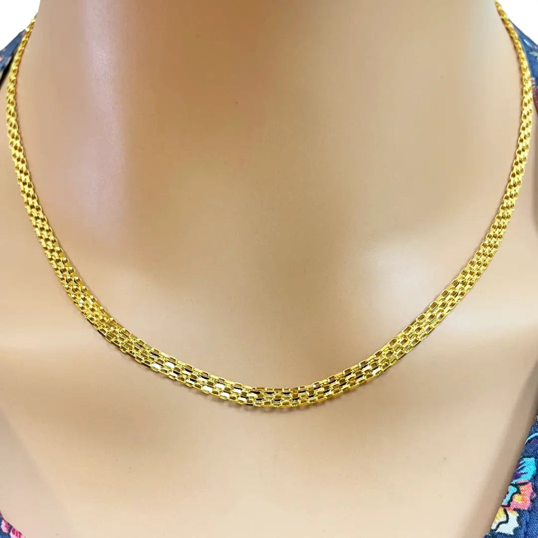 22ct Yellow Gold Fancy Link Flat Chain Necklace 18 inches 3.9mm Width Chains