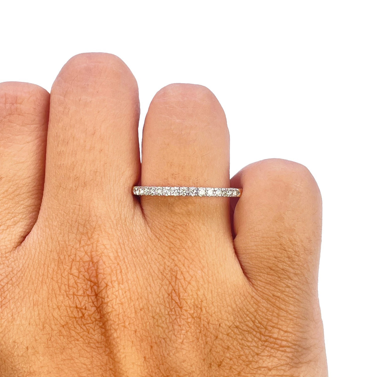 14ct White Gold Natural Diamond Half Eternity Ring Pave 0.20ct