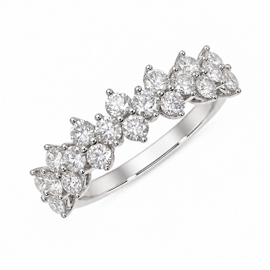 18ct White Gold Natural Diamond Crown Cluster Half Eternity 1.02ct