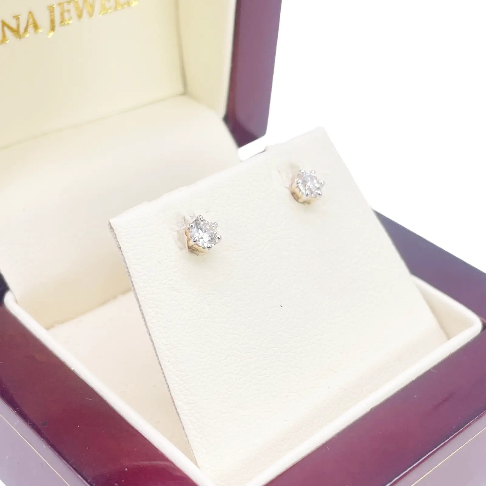 14ct Gold Natural Round Diamond Stud Earrings 0.40ct 6 Claw 4mm Wide 