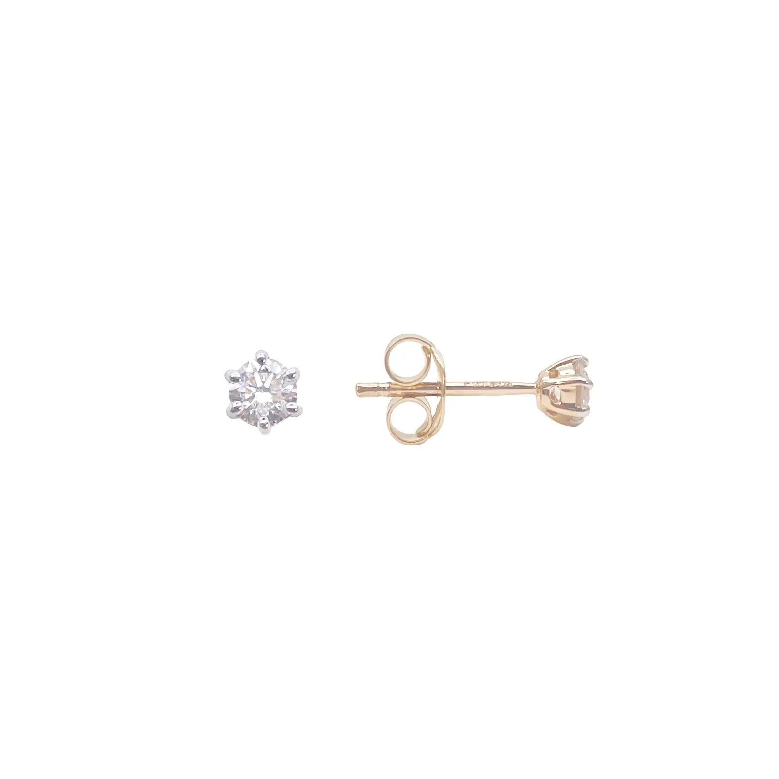 14ct Gold Natural Round Diamond Stud Earrings 0.40ct 6 Claw 4mm Wide 