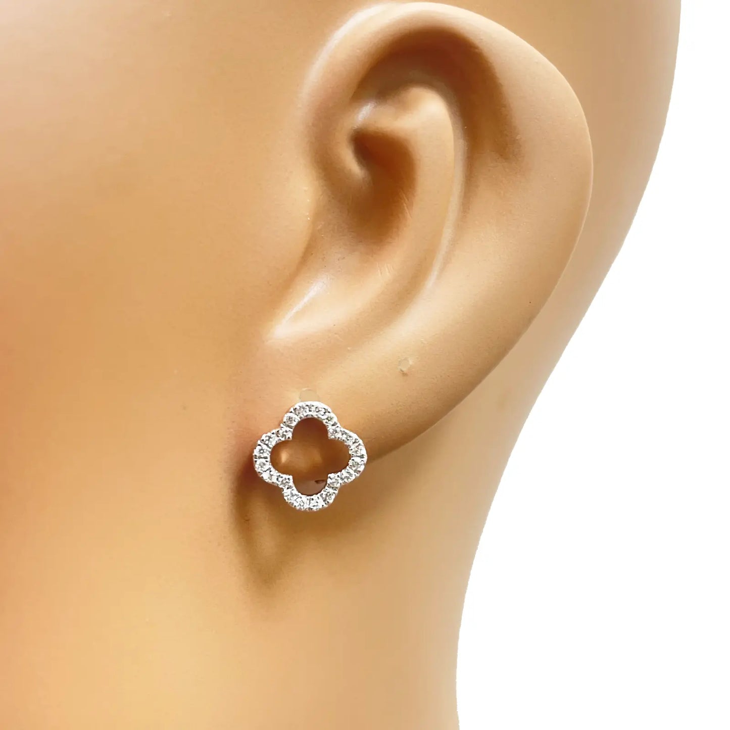 14ct Rose Gold Diamond Clover Cluster Stud Earrings 0.29ct 