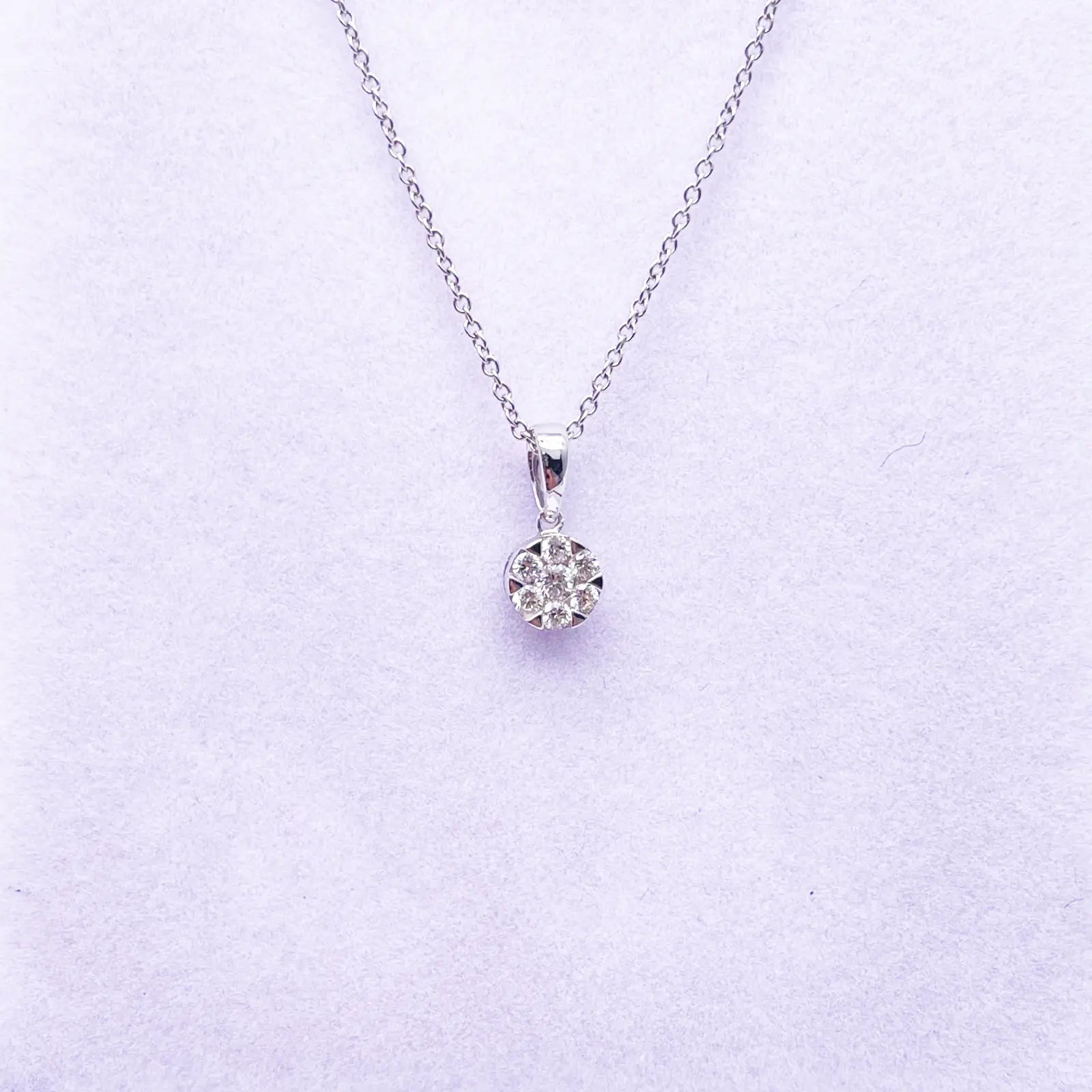 14ct White Gold Diamonds Round Pendant Necklace 0.15ct  Diamond Bracelets