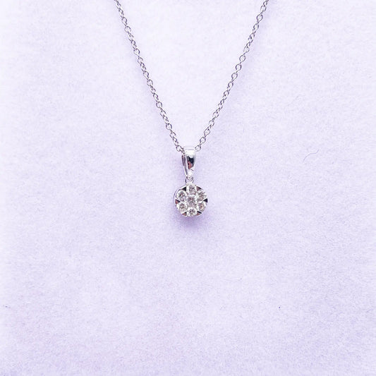 14ct White Gold Diamonds Round Pendant Necklace 0.15ct  Diamond Bracelets