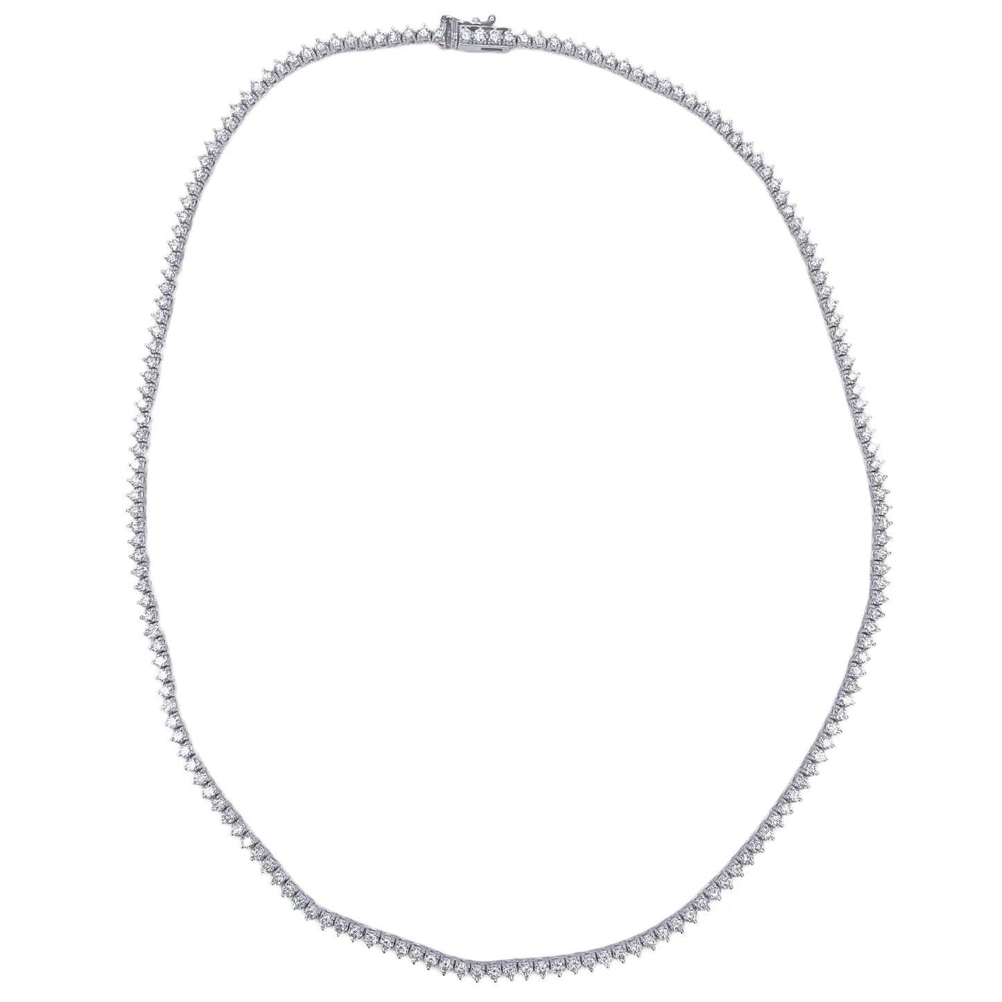 14ct White Gold Three Prong Natural  Diamond Tennis Necklace 5.96ct 17''inches 