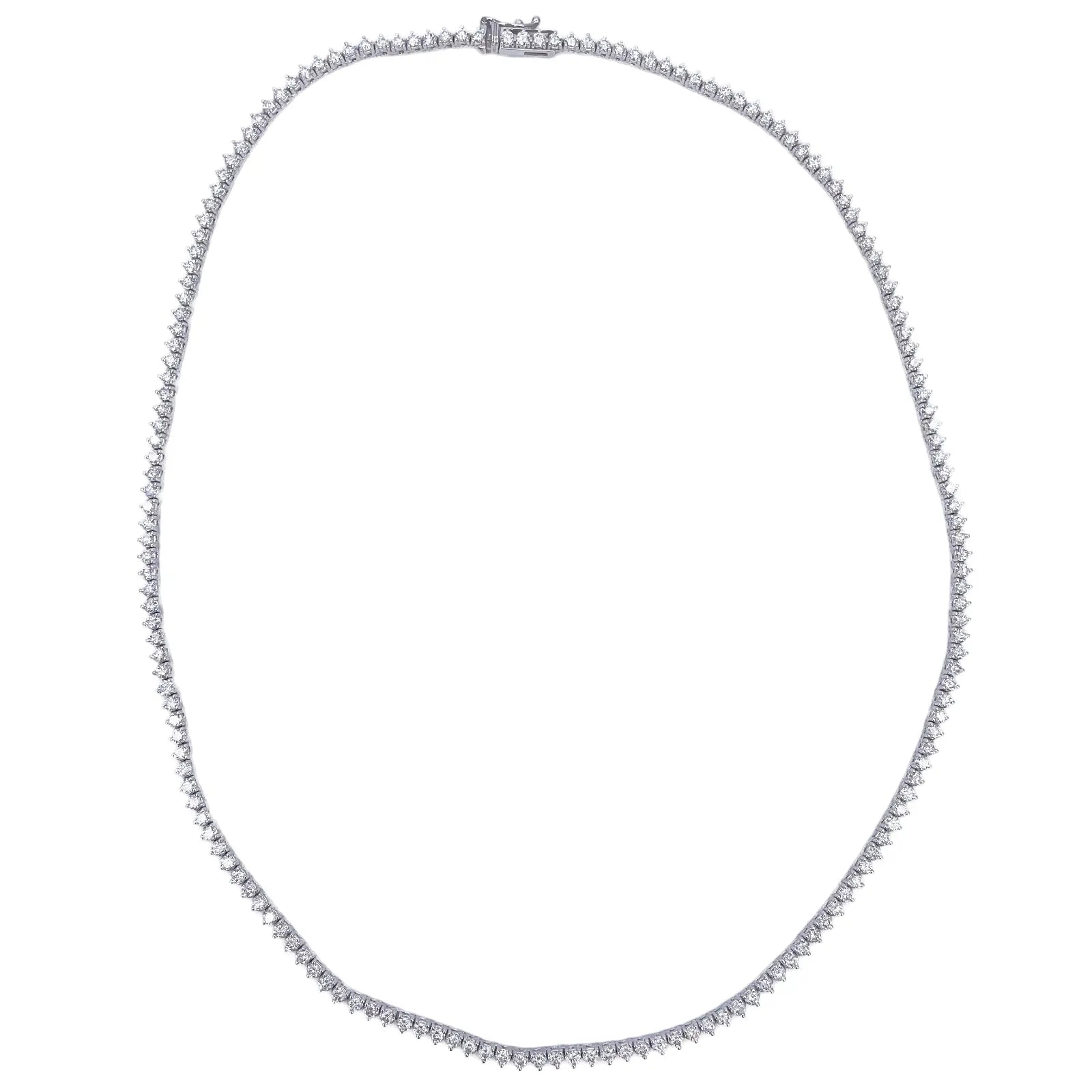 14ct White Gold Three Prong Natural  Diamond Tennis Necklace 5.96ct 17''inches 