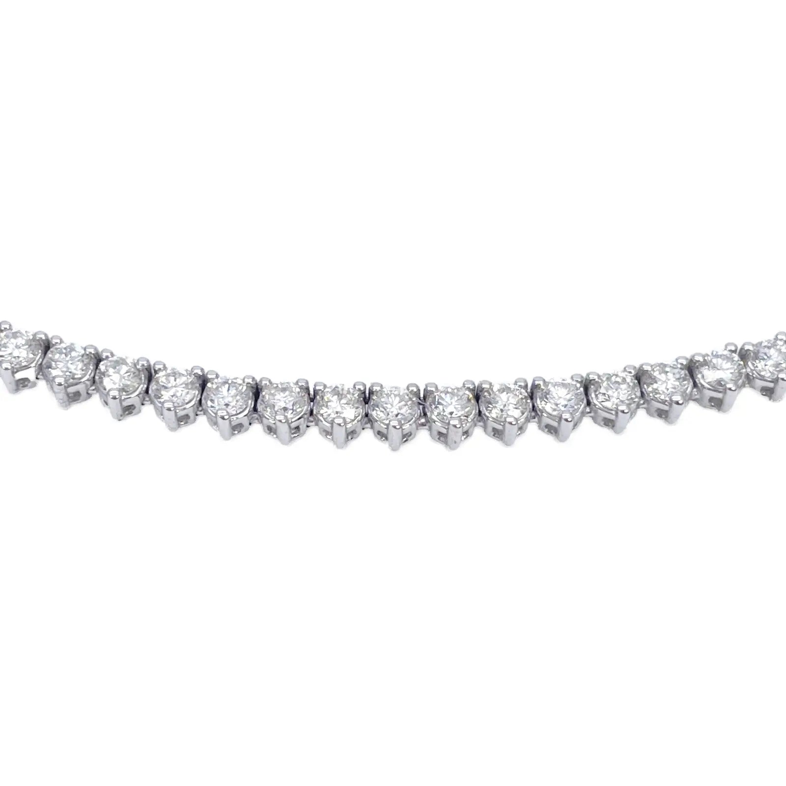 14ct White Gold Three Prong Natural  Diamond Tennis Necklace 5.96ct 17''inches 