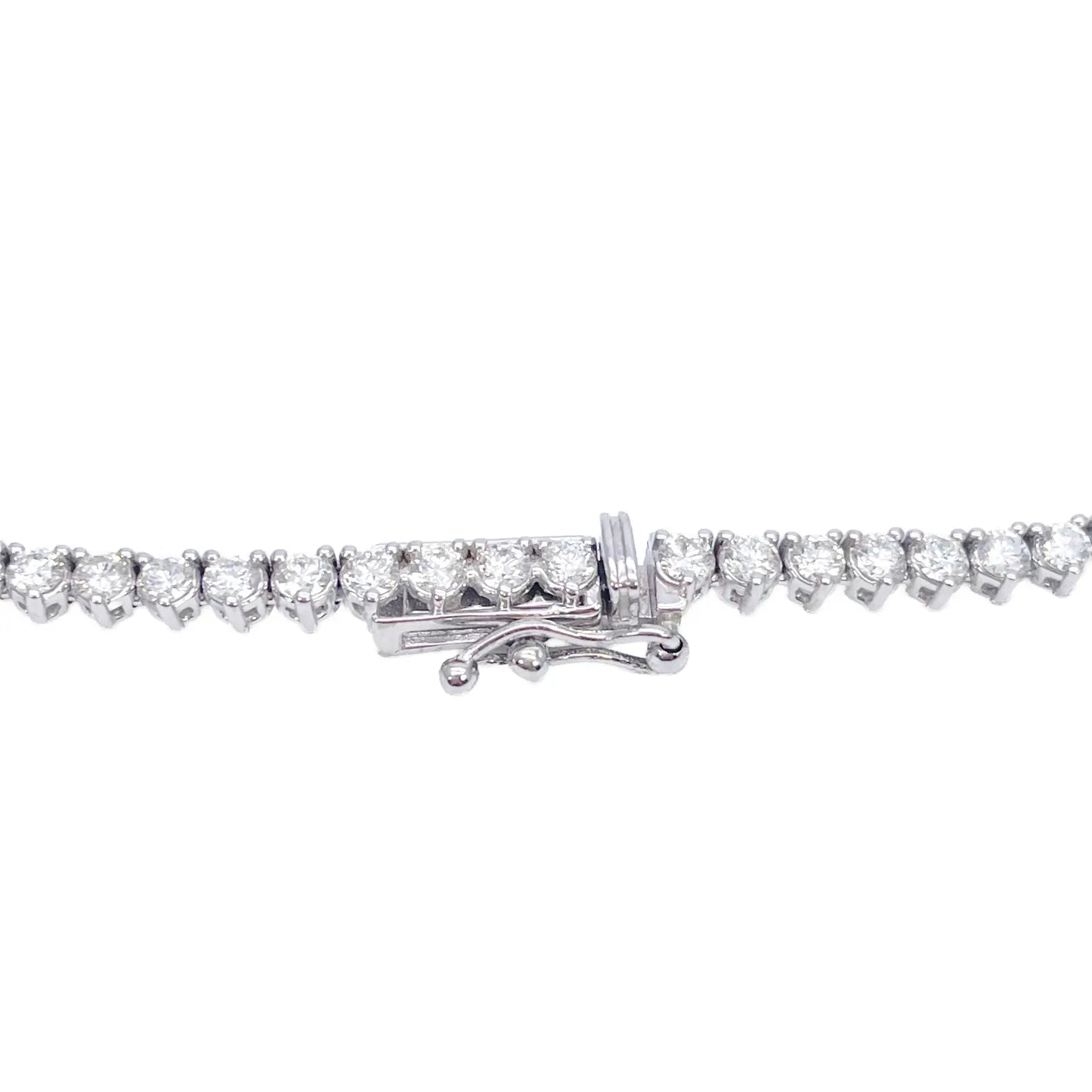 14ct White Gold Three Prong Natural  Diamond Tennis Necklace 5.96ct 17''inches 
