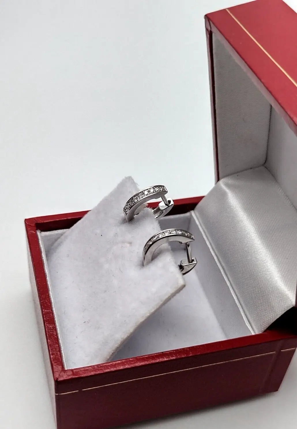 14ct White Gold & Diamond Pair of Mini Huggie Hoop Earrings 0.12 carats 