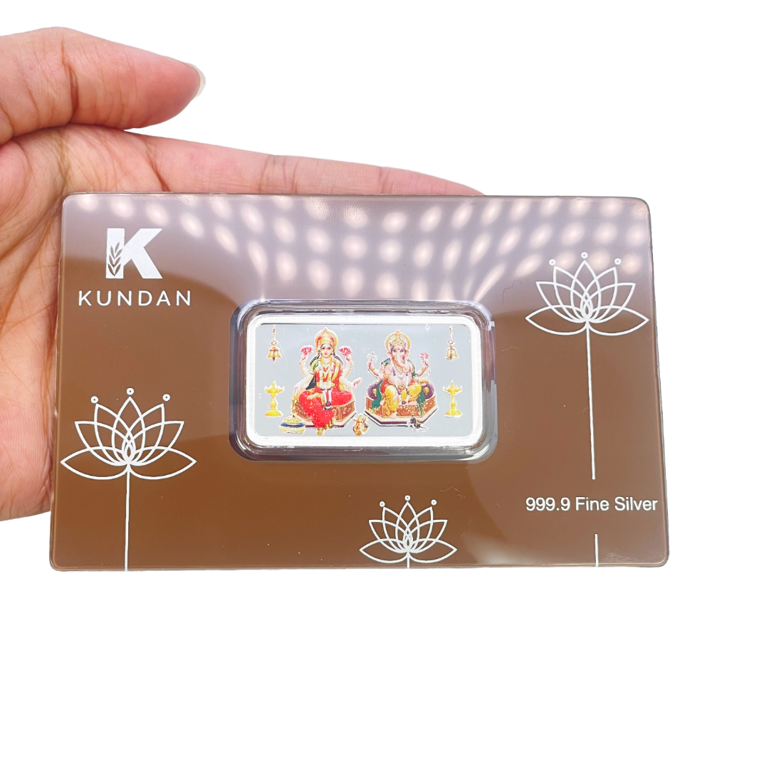 Silver Bar Laxmi Ganesh Silver Diwali / Dhanteras / Gift Fine 999.9