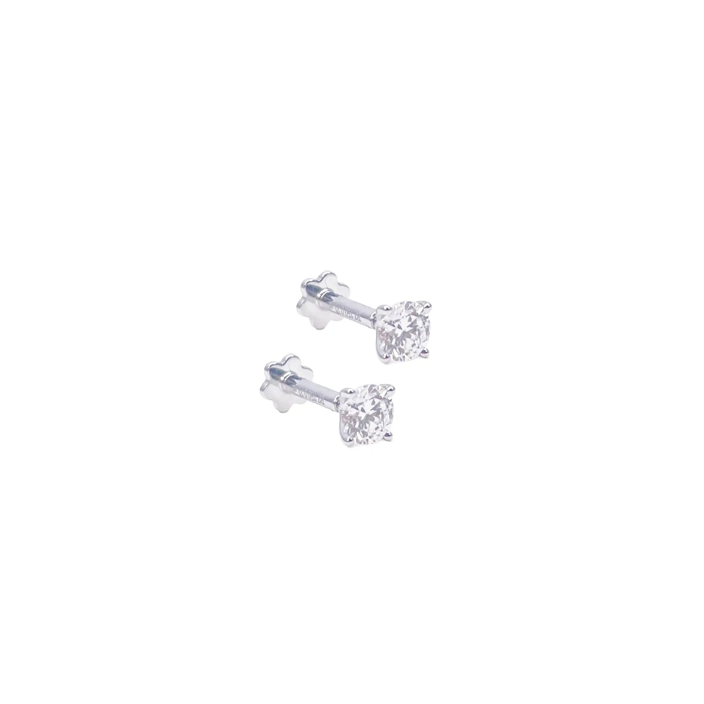18ct Gold Natural Round Diamond Stud Earrings 0.40ct 4 Claw Certified 3.7mm Wide 