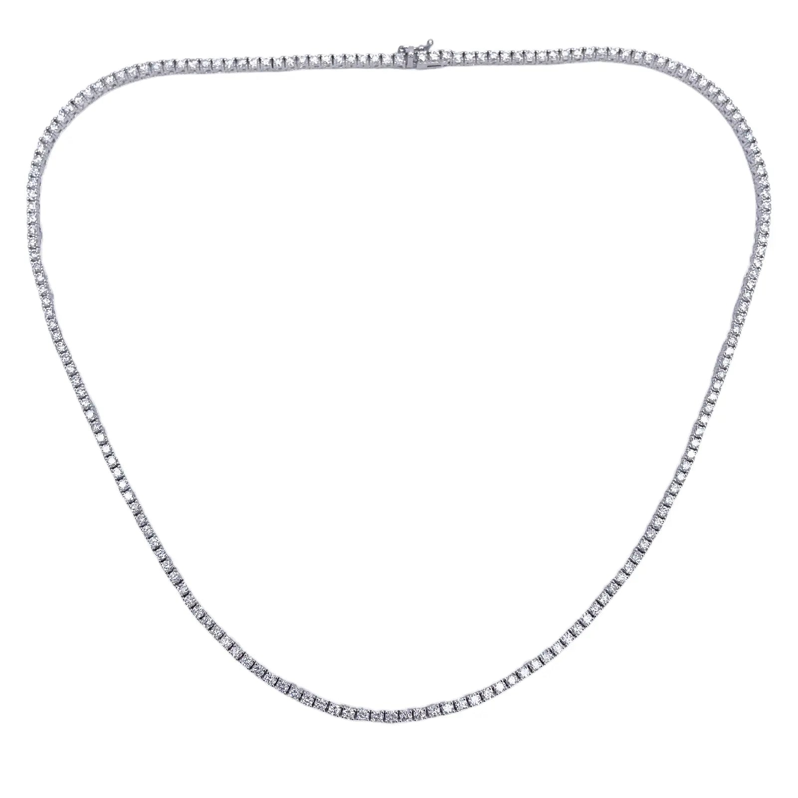 18ct White Gold 4-Claw Natural Diamond Tennis Necklace 6.00ct 17.5 Inches 