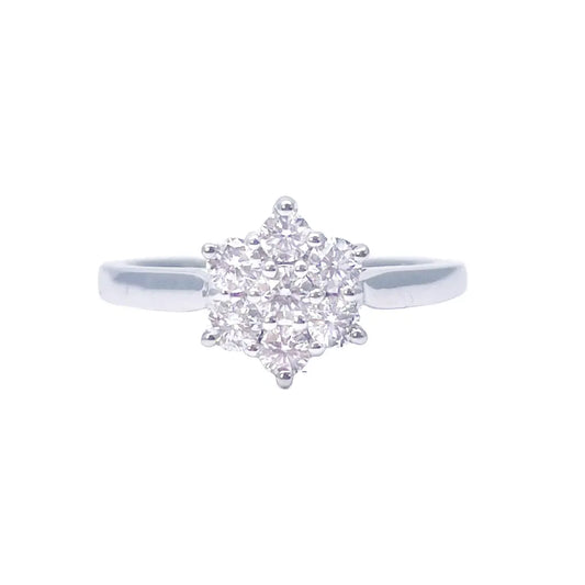 18ct White Gold Diamond Daisy Flower Cluster Ring 0.50ct  Diamond Ring