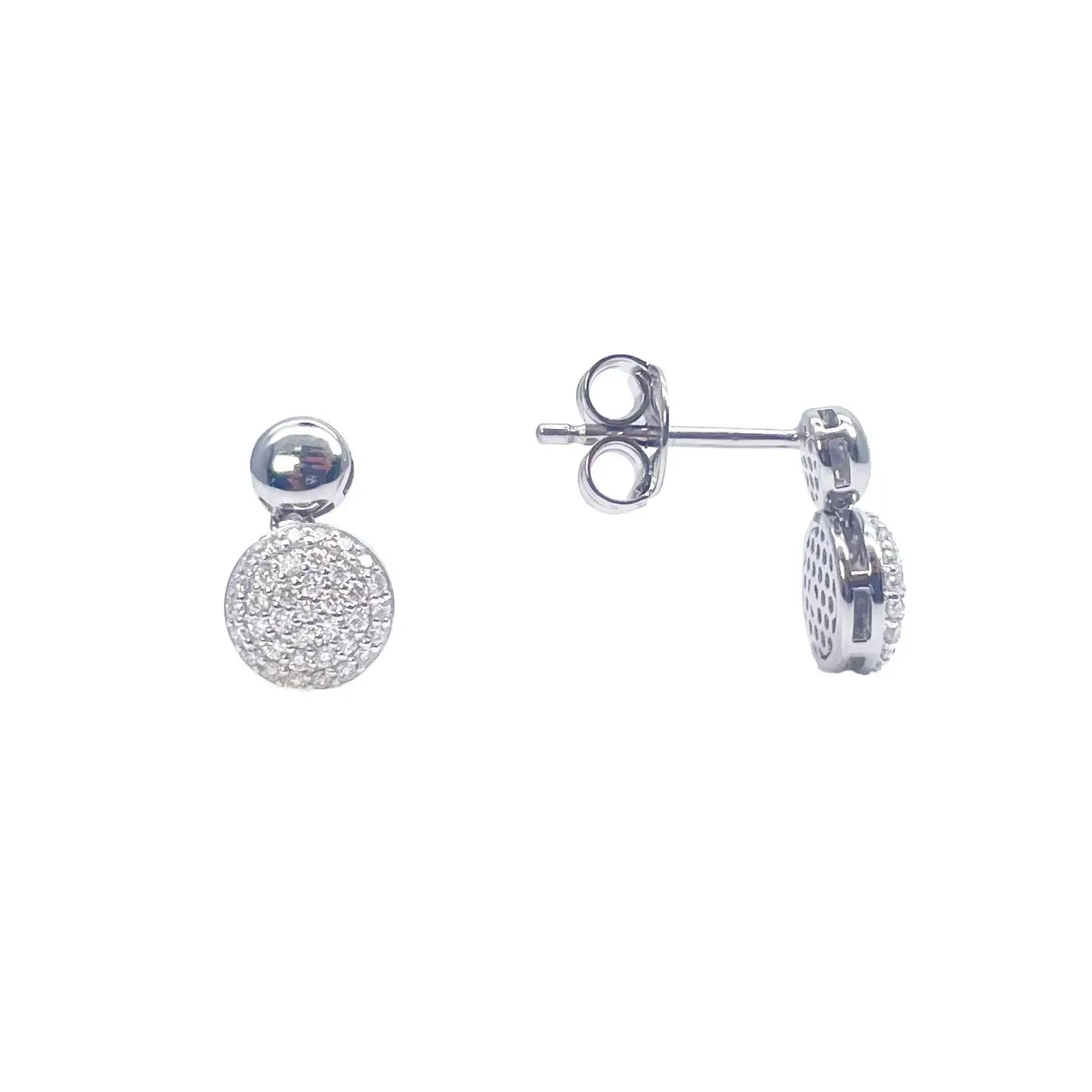 18ct White Gold Diamond Round Necklace Stud Earrings Matching Set 0.58ct 