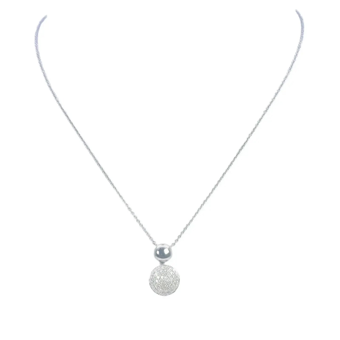18ct White Gold Diamond Round Necklace Stud Earrings Matching Set 0.58ct 
