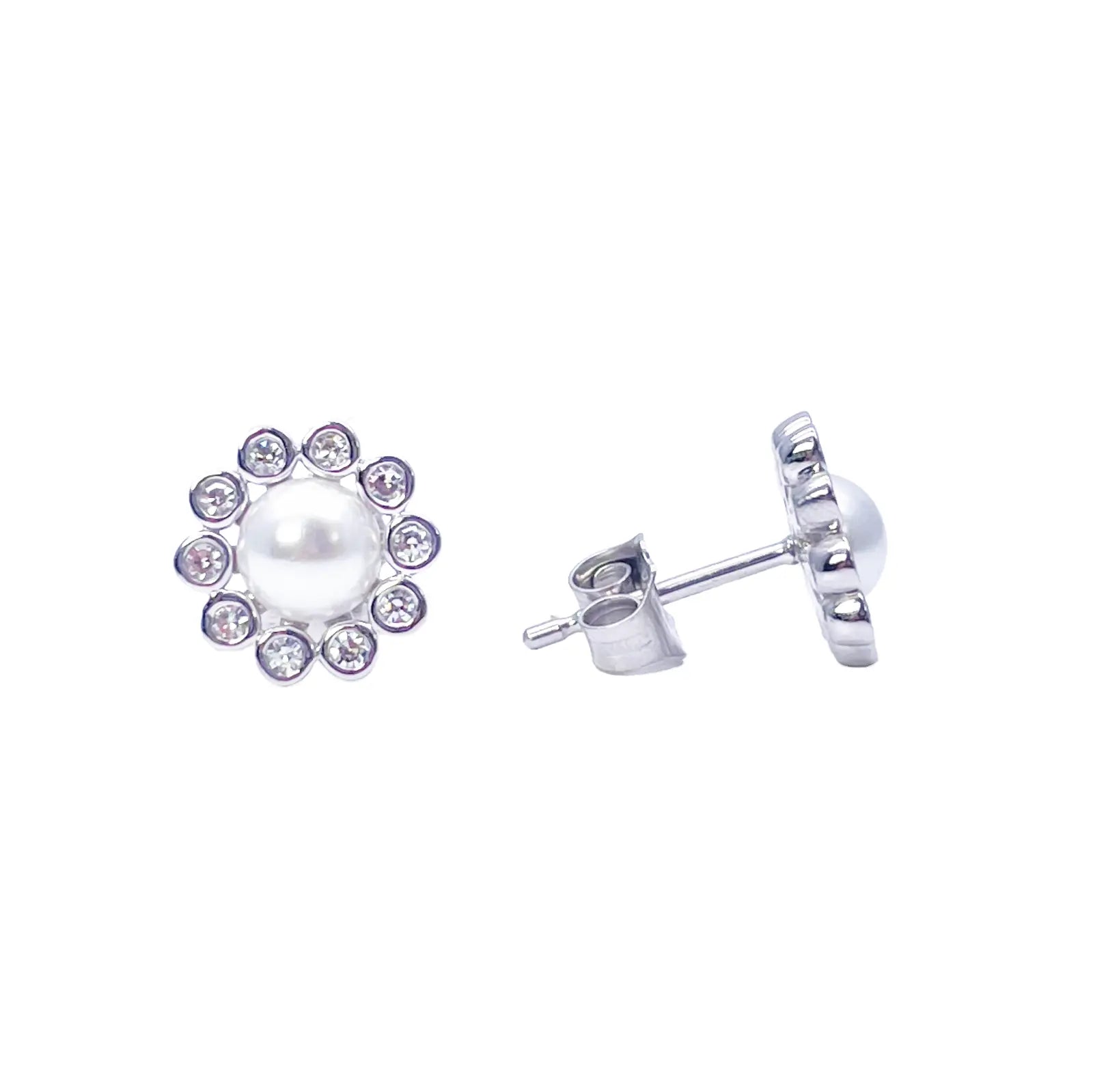 18ct White Gold Diamond & Freshwater Pearls Floral Necklace/Earrings Set 2.73ct 