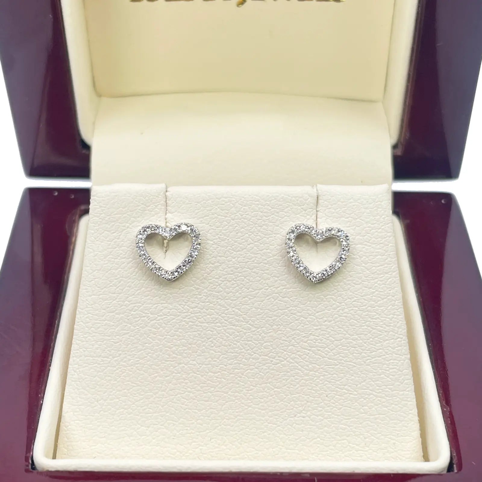 18ct White Gold Heart Natural Diamond Stud Earrings 0.12ct 