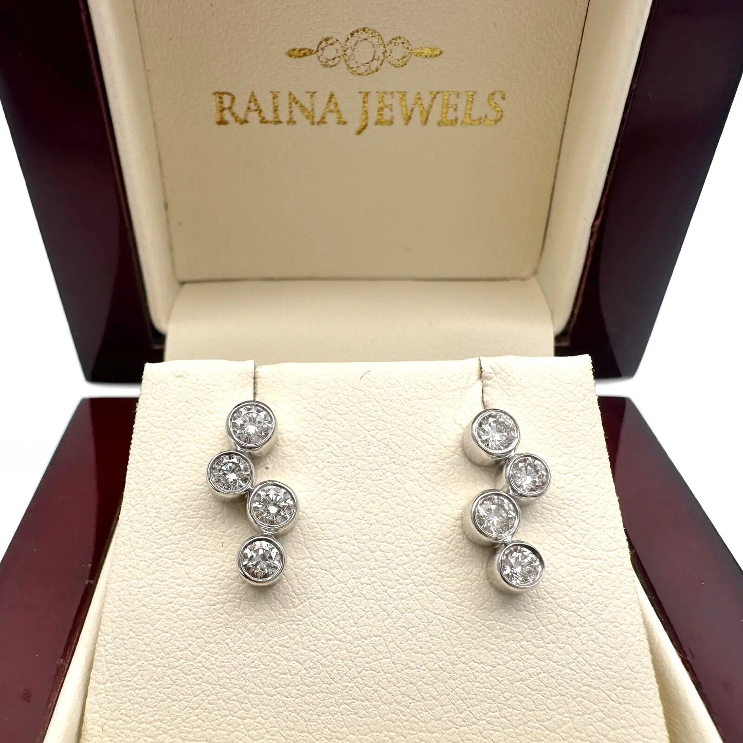 18ct White Gold & Natural Diamond Bubble Drop Earrings 0.65ct  Diamond earring