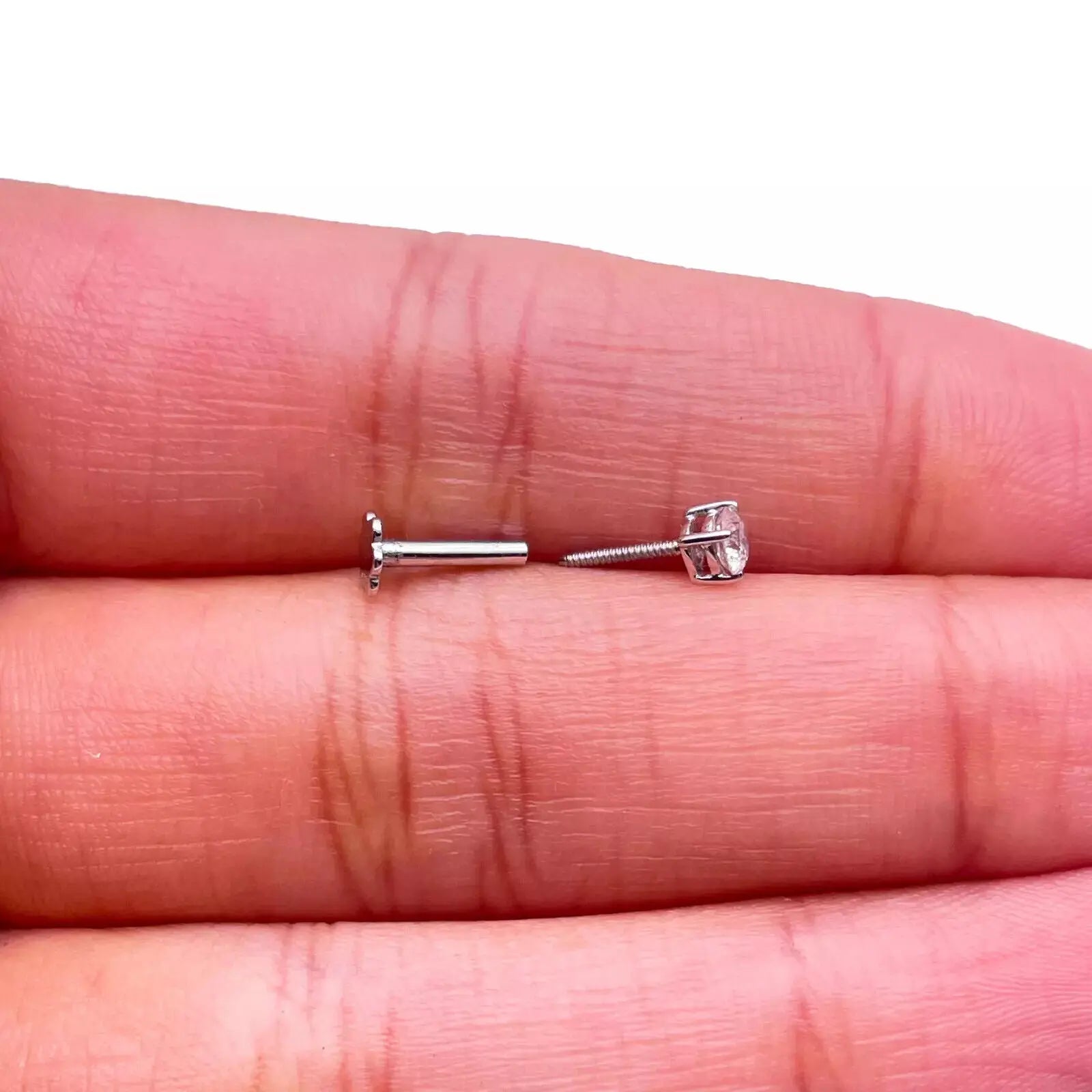 18ct White Or Yellow Gold Diamond Nose Stud Pin 0.12ct 4claw 3.0mm Width  Body Piercings