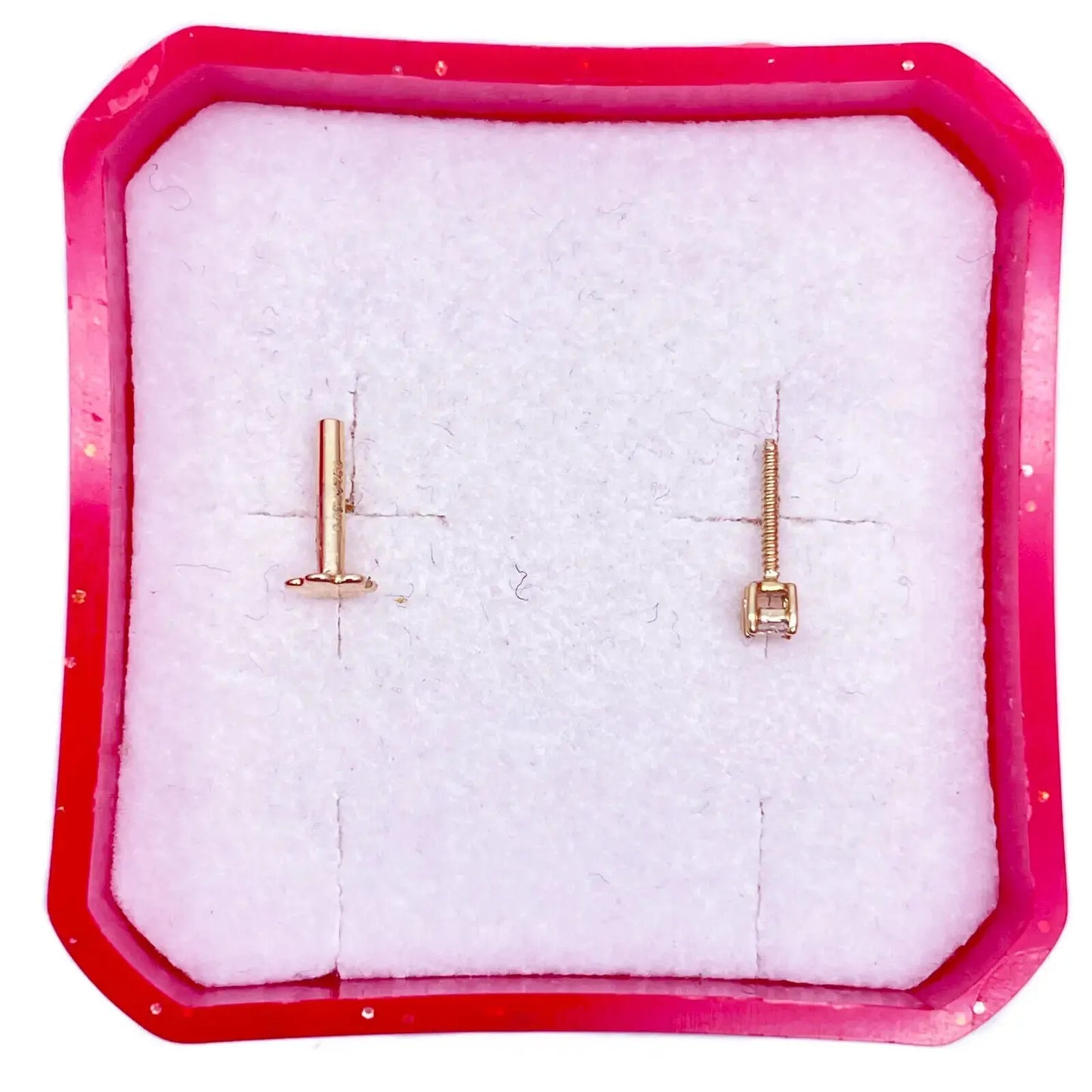 18ct White Or Yellow Gold Princess Diamond Nose Stud Pin 0.03ct 4 claw 2.2mm  Body Piercings