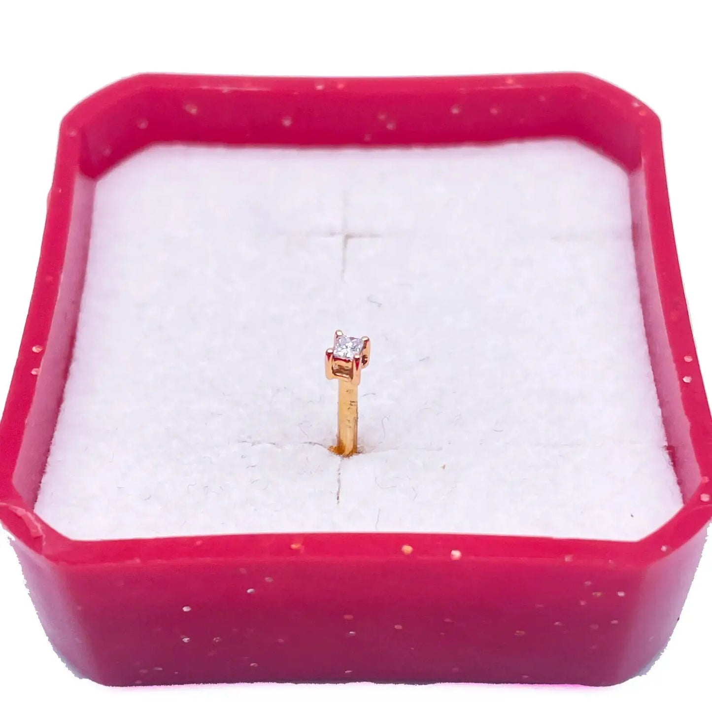 18ct White Or Yellow Gold Princess Diamond Nose Stud Pin 0.03ct 4 claw 2.2mm  Body Piercings