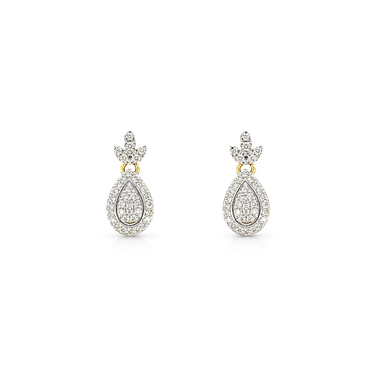 18ct Yellow Gold Diamond Pear Cluster Pineapple Drop Earrings 0.30ct  Diamond Earrings