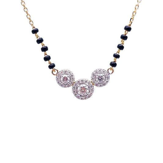 18ct Yellow Gold Natural Diamond 0.62ct Triple Halo Pendant Mangalsutra Necklace Hallmarked  Mangalsutra chain