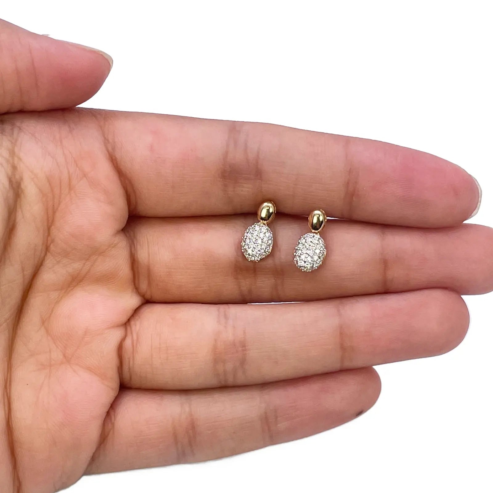 18ct Yellow Gold Natural Diamond Oval Drop/Dangle Stud Earrings 0.30ct  Diamond earring