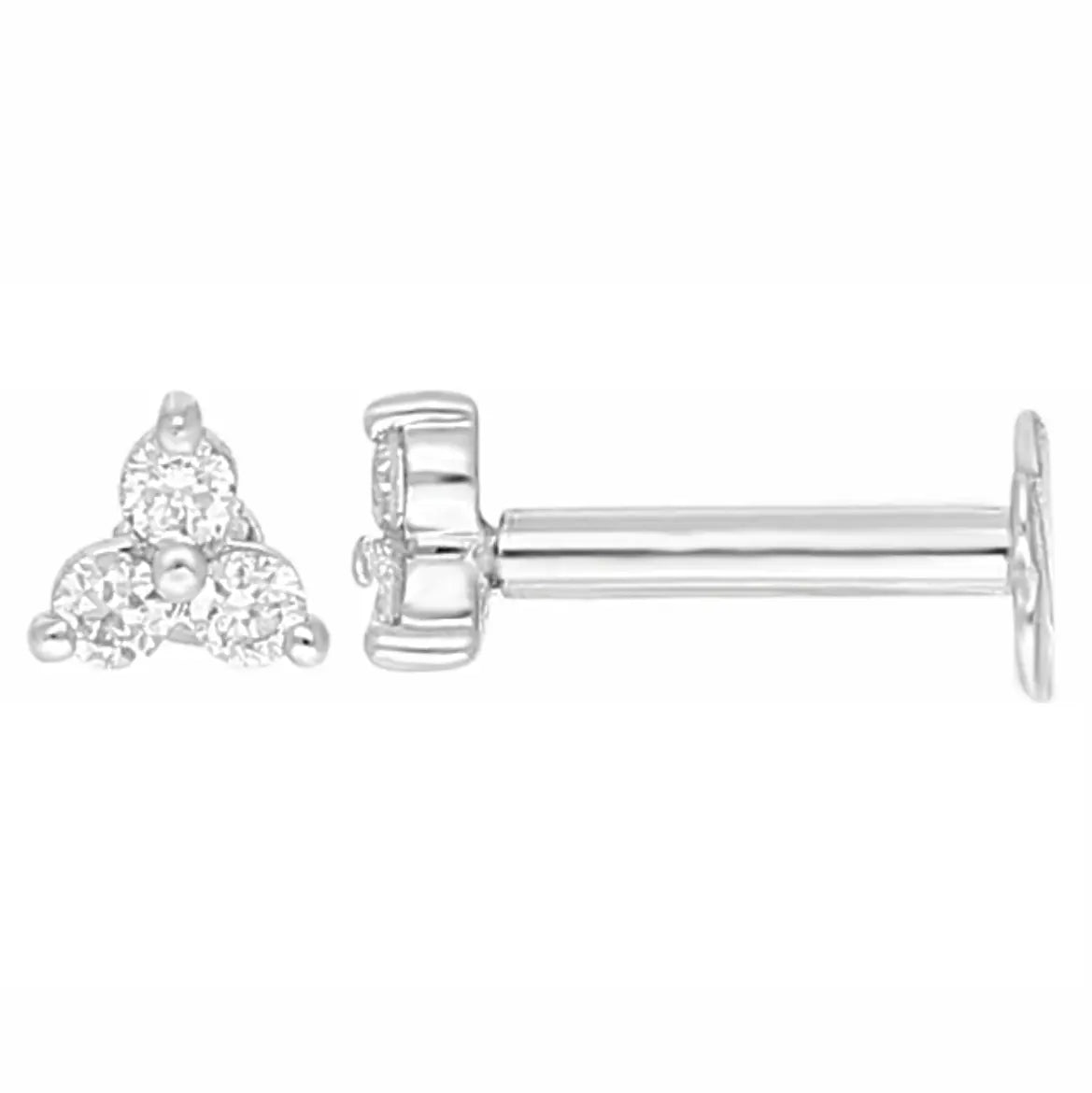 18ct Yellow Gold Natural Round Diamond Three Stone Nose Stud 0.05ct 
