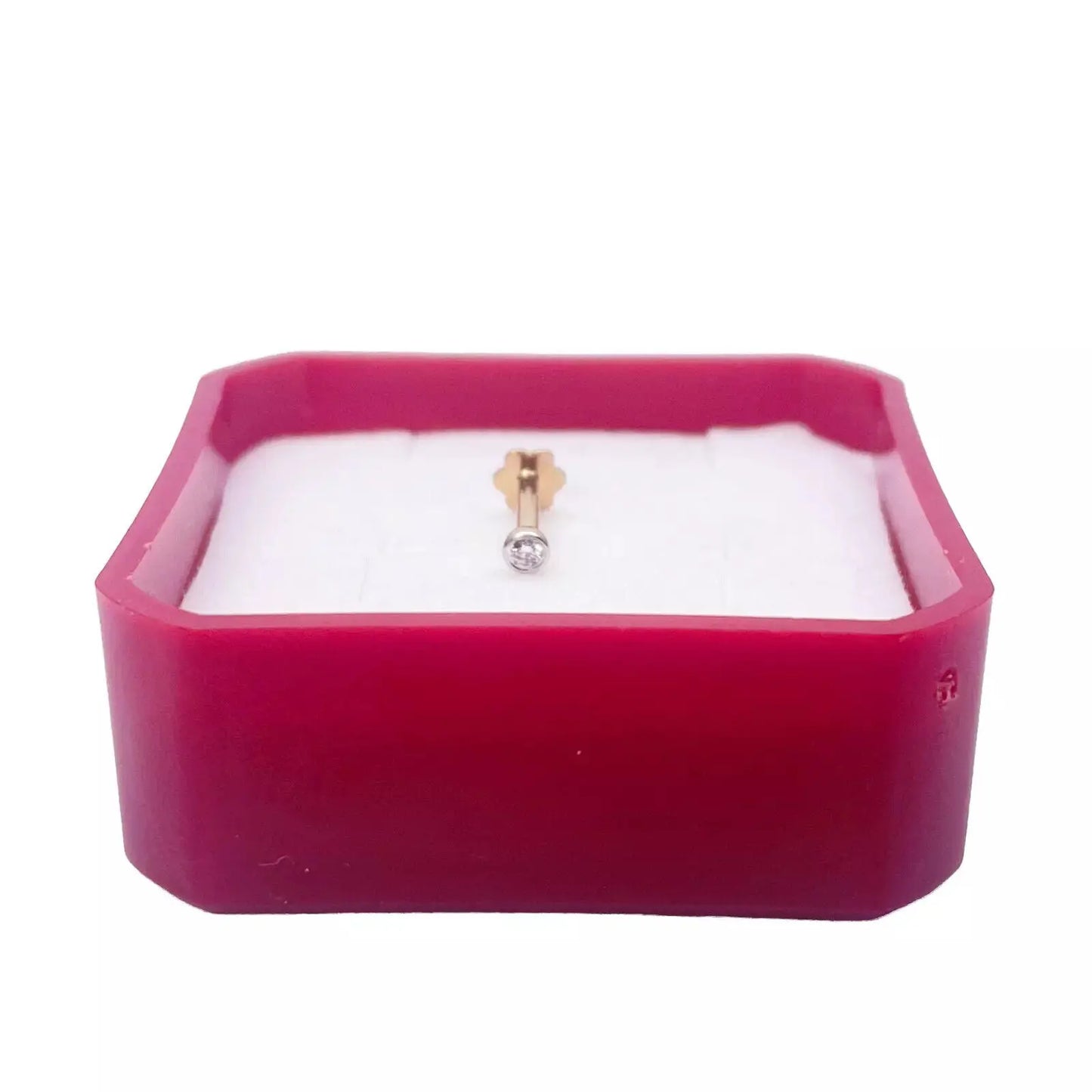 18ct Yellow & White Gold Diamond Bezel Nose Stud Pin 0.02ct  Body Piercing