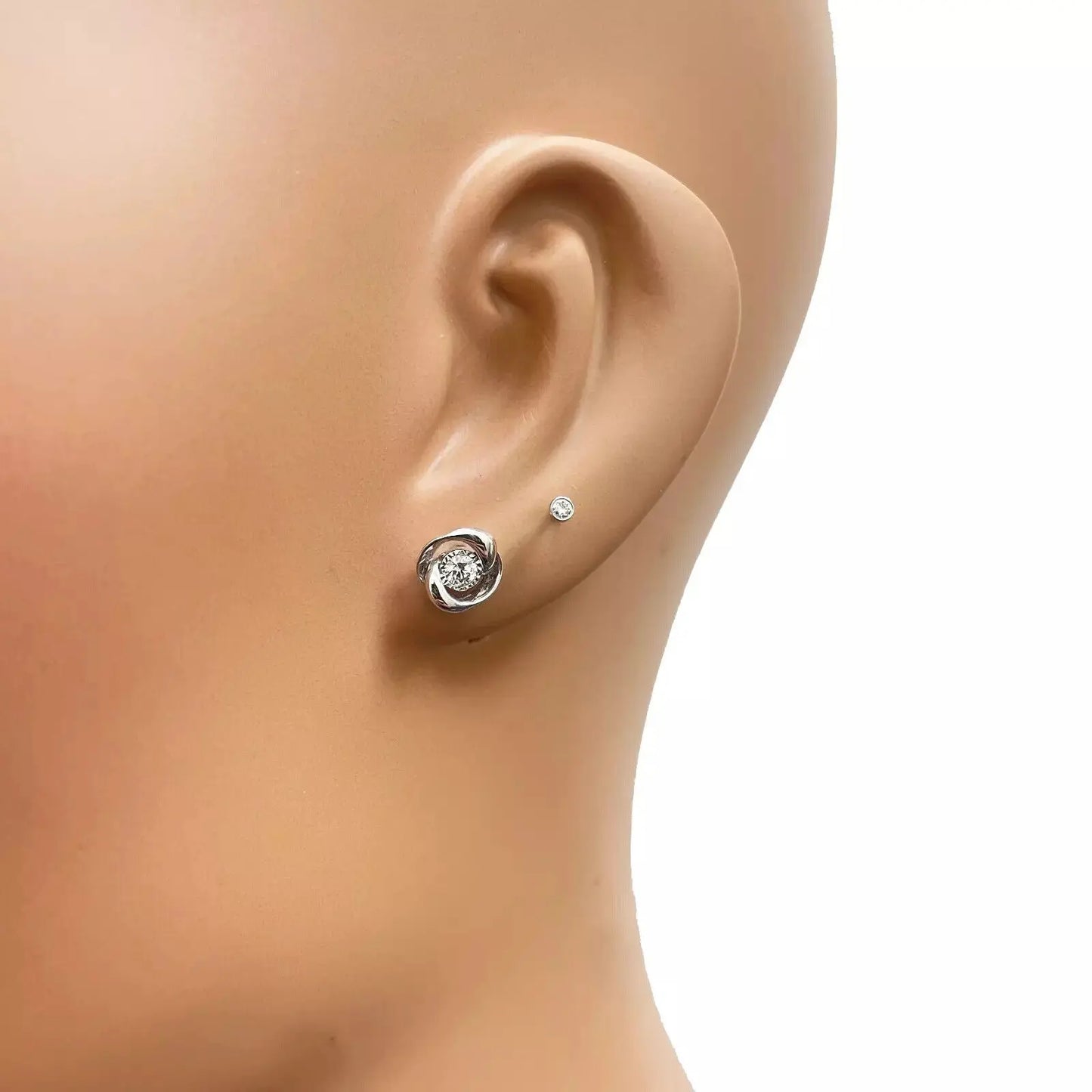 18ct Yellow & White Gold Diamond Bezel Nose Stud Pin 0.02ct  Body Piercing