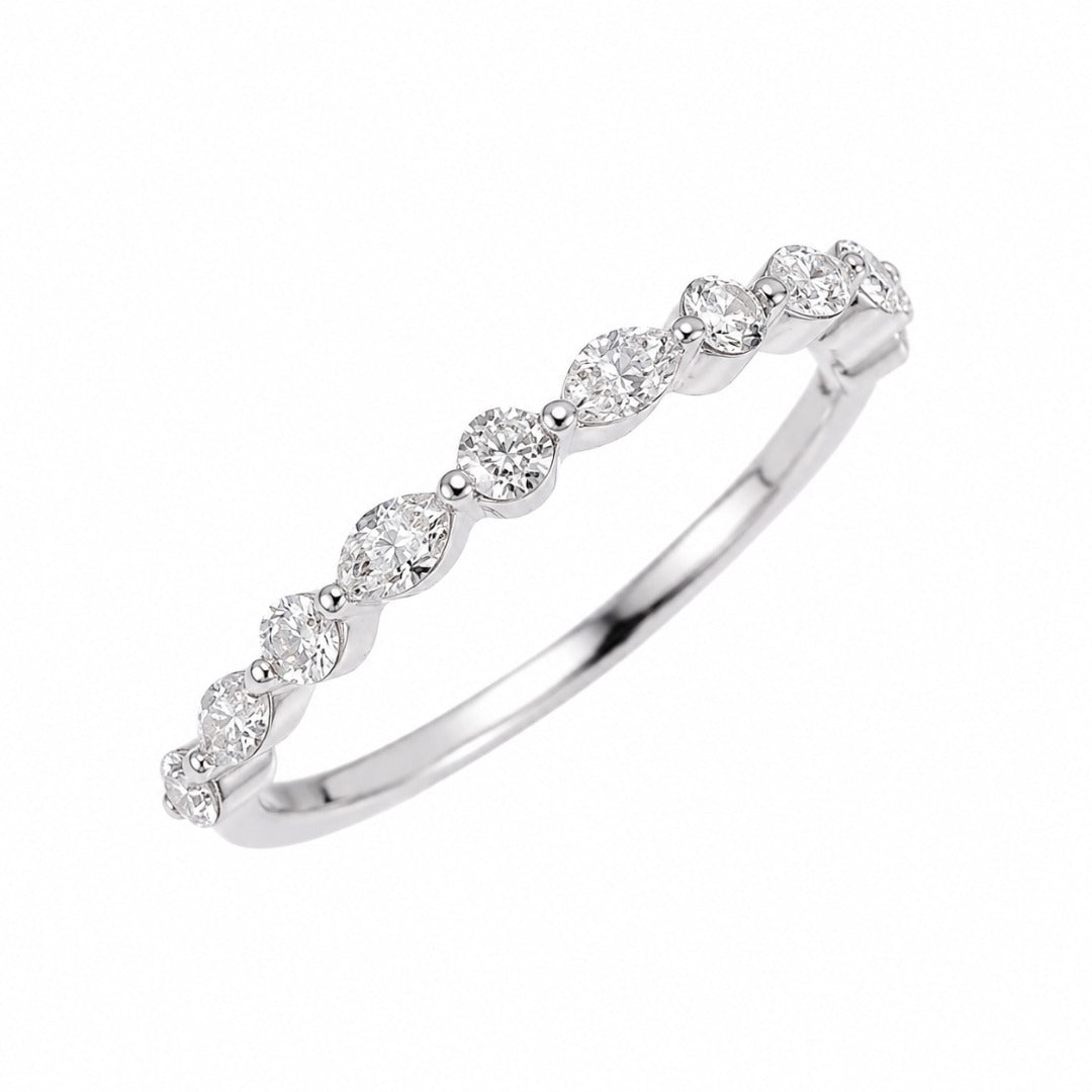 18ct White Gold Natural Diamond Marquise Half Eternity Ring 0.40ct