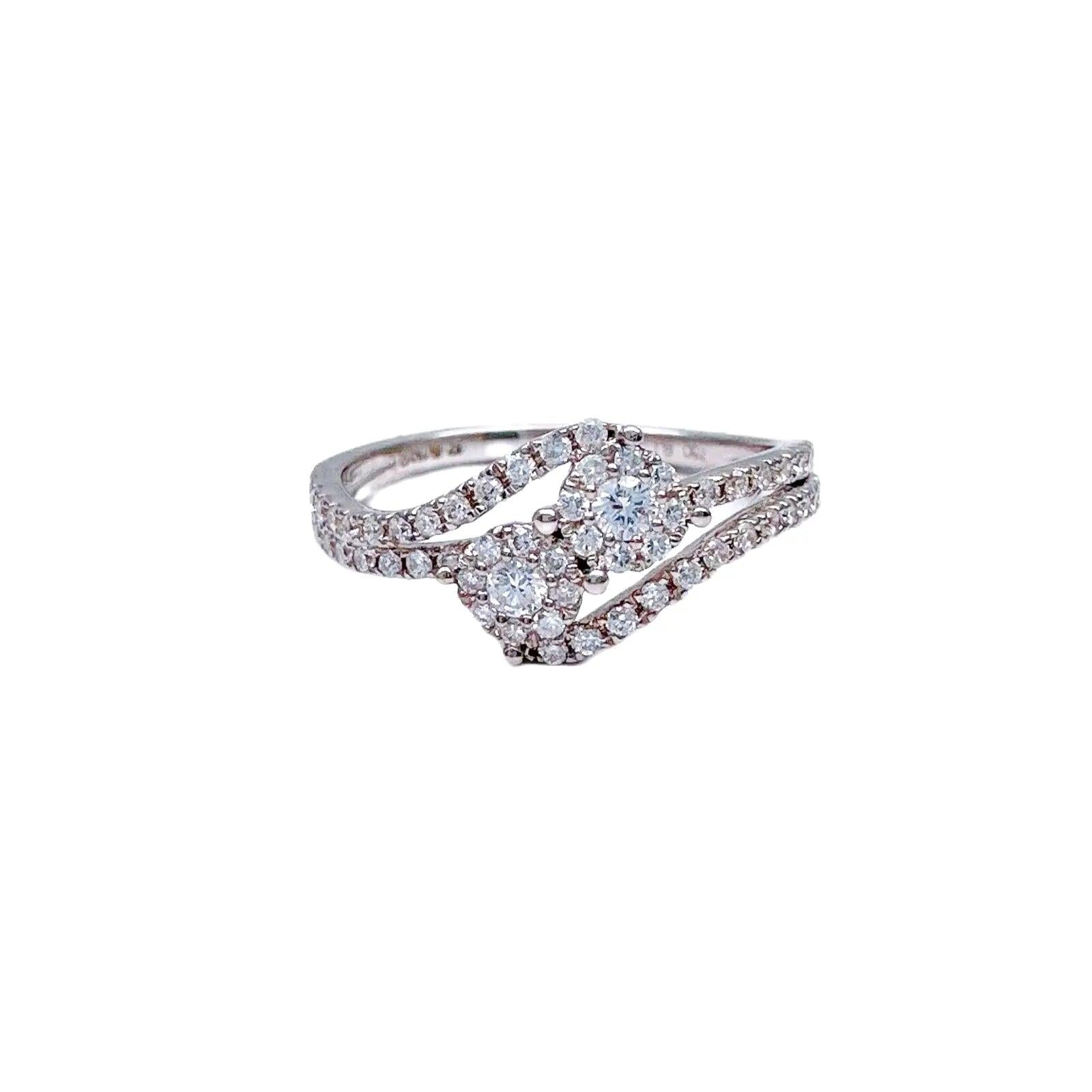 18Carat White Gold Double Row Diamond Cluster Ring 0.40 carats GH SI Hallmark¬† Diamond Ring