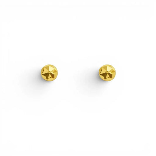 22ct Yellow Gold Diamond Cut Flower Round Ball Children's Earrings 3.6mm