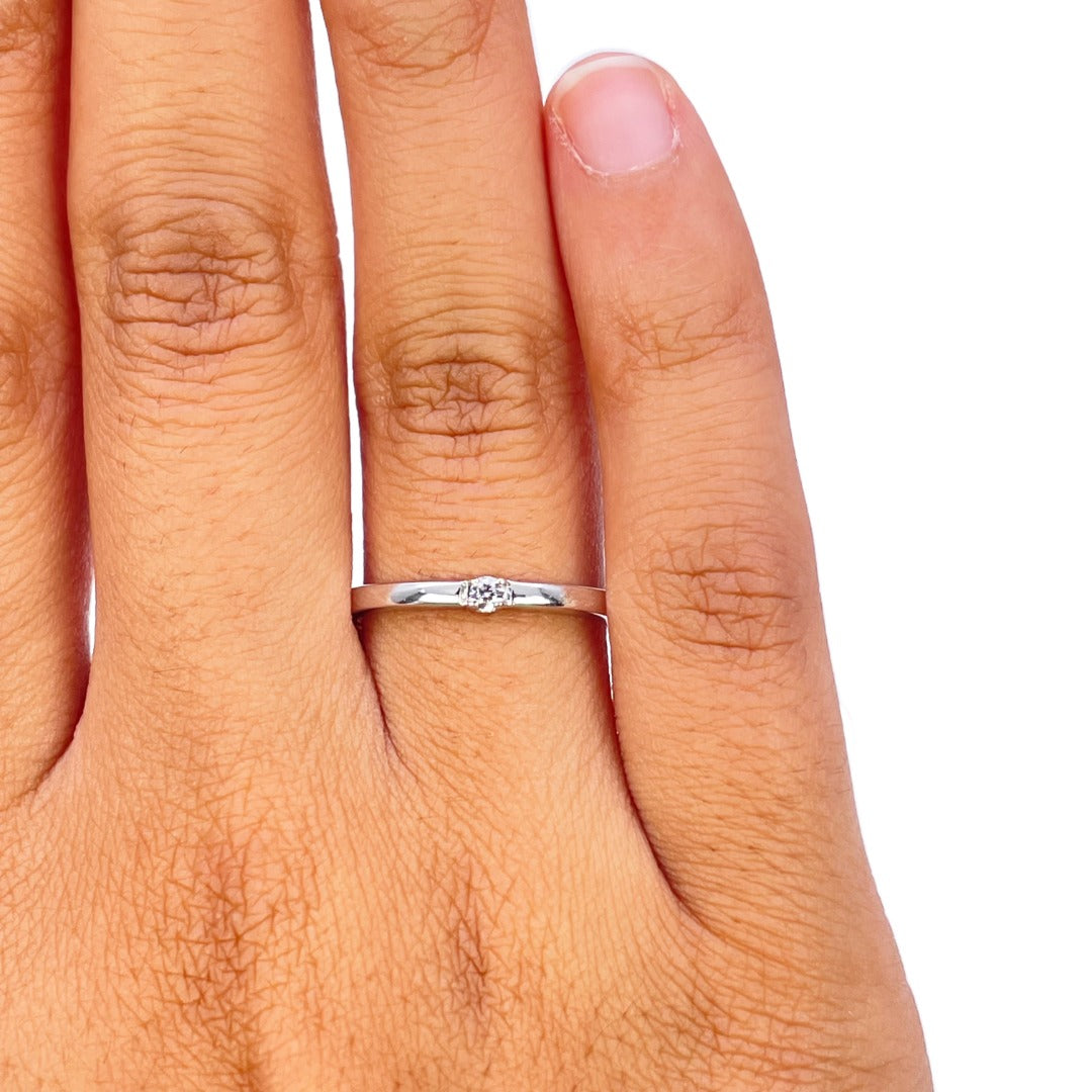 14ct White Gold One Diamond Band 0.05cts 1.7 mm