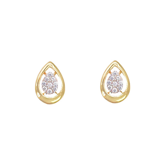 22ct Gold Cubic Zirconia Pear Stud High Polished Earrings Sparkle Design 10x7mm  Gold earring