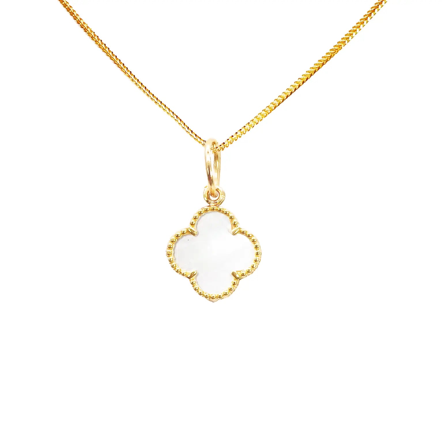 22ct Gold Mother Of Pearl Clover Pendant - 13mm Width 