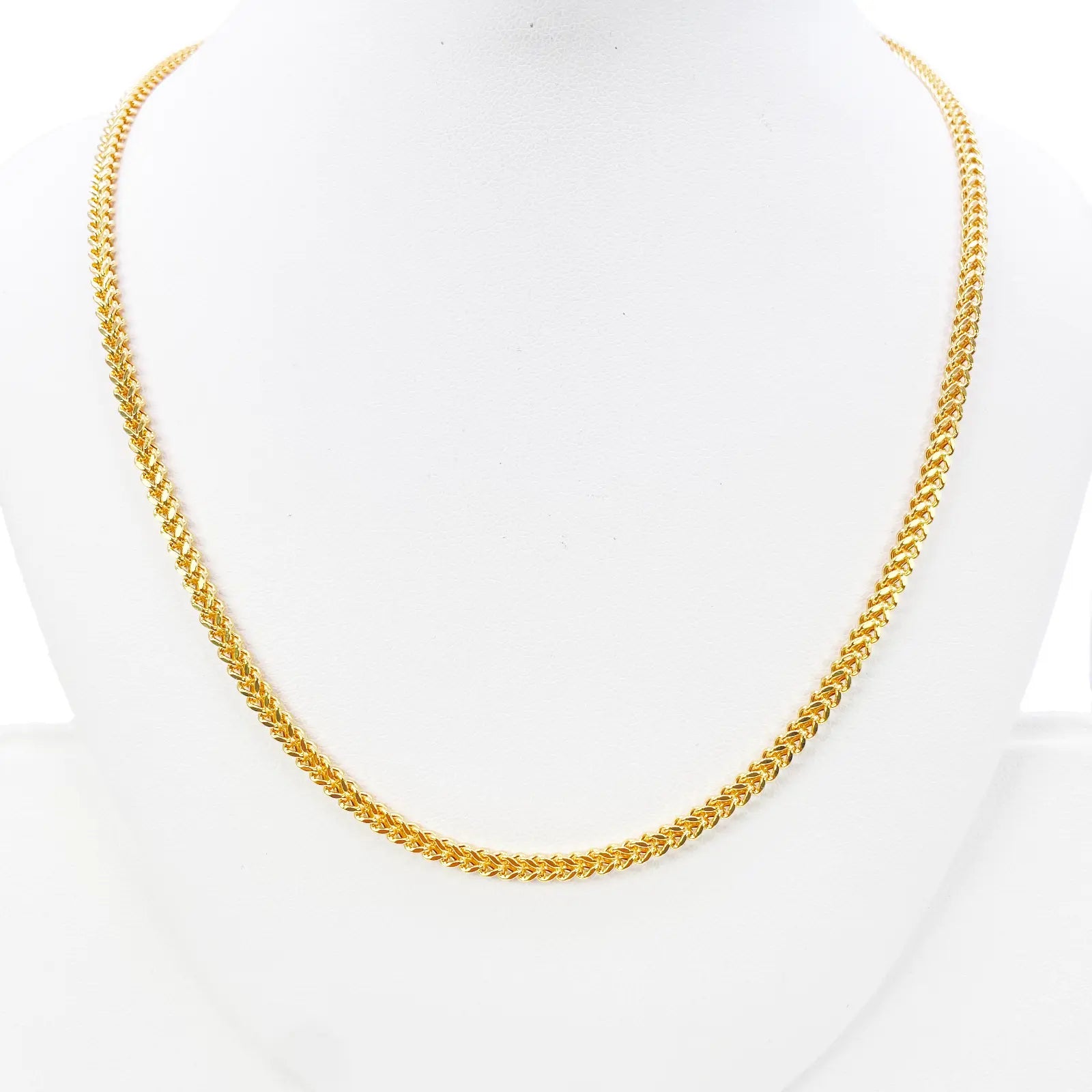 22ct Gold Necklace Foxtail Lightweight High Polished Chain 20 Inches 3mm Width 
