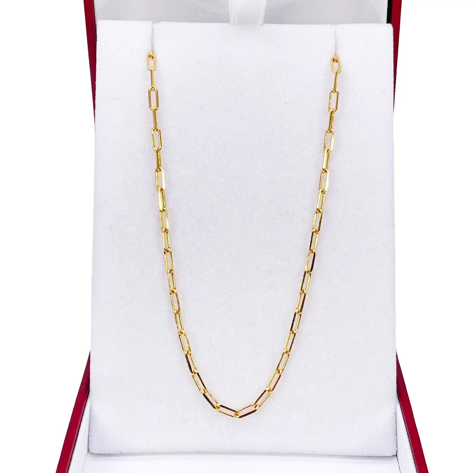 22ct Gold Paper Clip Link Necklace High Polished 19 Inches 2mm Wide 