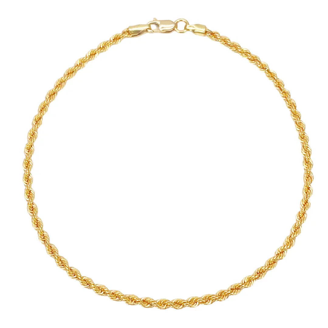 22ct Gold Rope Chain Bracelet Lightweight 7 Inches 2.2 mm  Gold Bracelet