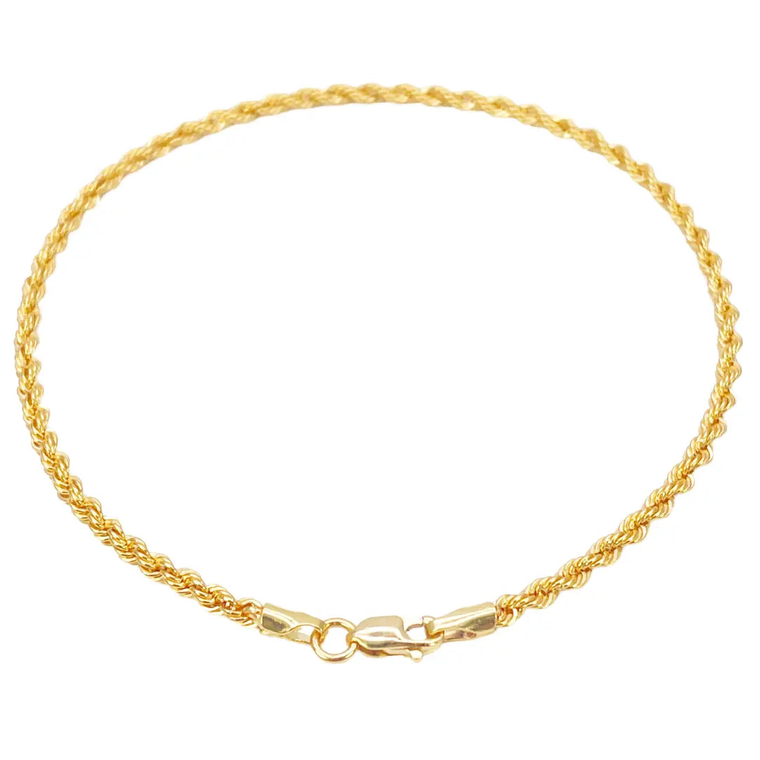 22ct Gold Rope Chain Bracelet Lightweight 7 Inches 2.2 mm  Gold Bracelet