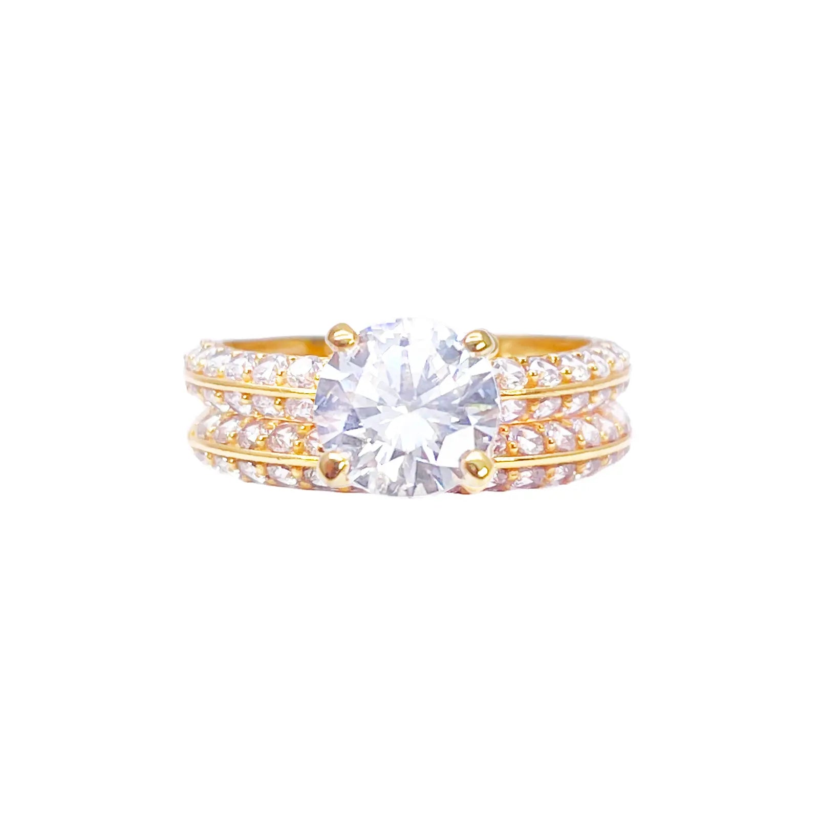 22ct Yellow Gold 4-Claw Half Eternity Engagement Ring & Matching Band 