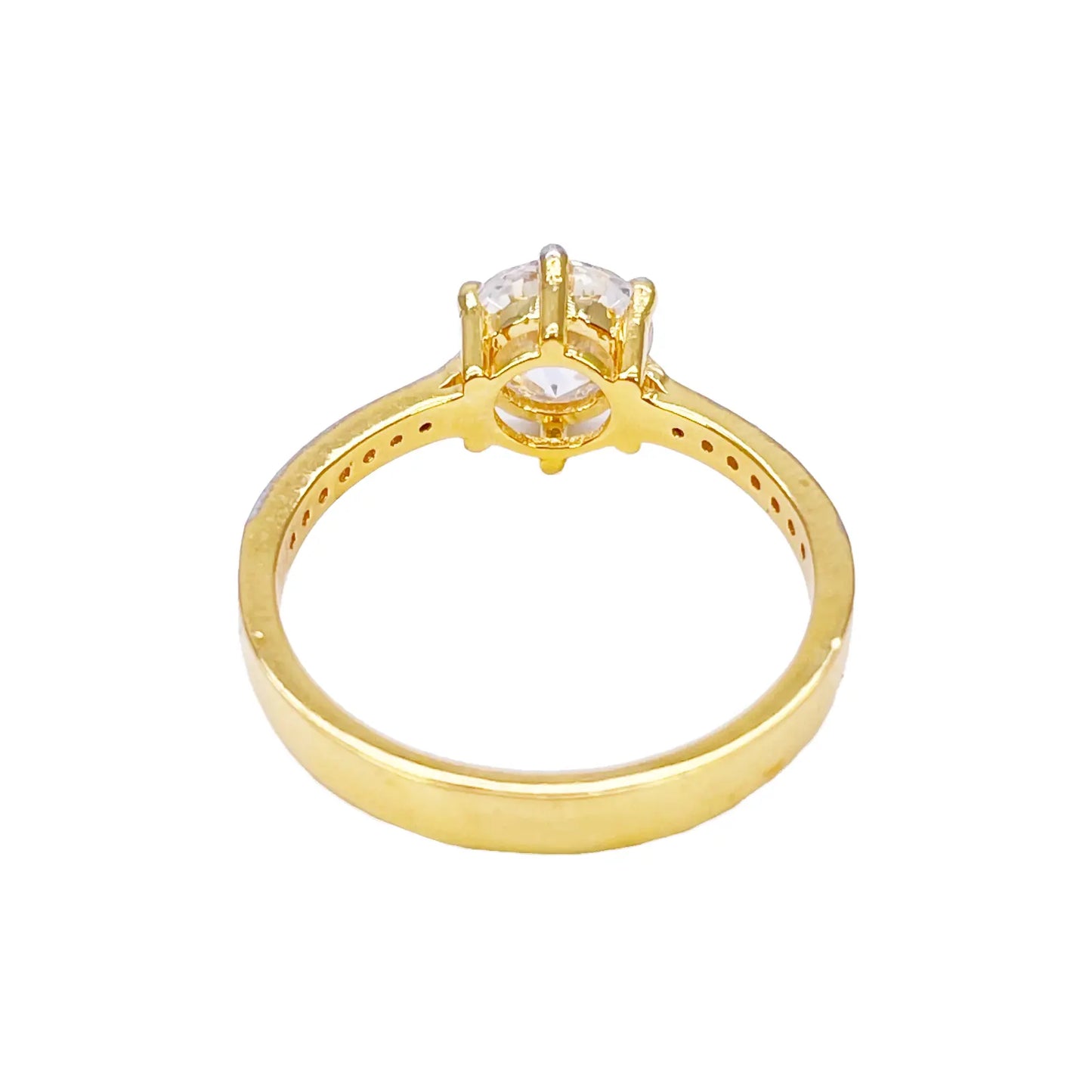 22ct Yellow Gold 6-Claw Cubic Zirconia Solitaire Ring 8 mm Width 