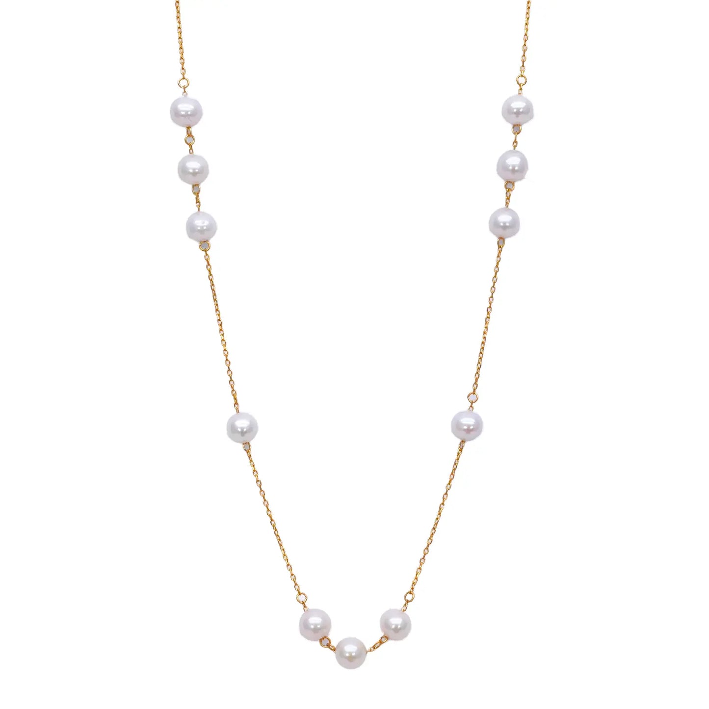 22ct Yellow Gold Beautiful Ladies Freshwater Pearl Necklace 16'' inches 