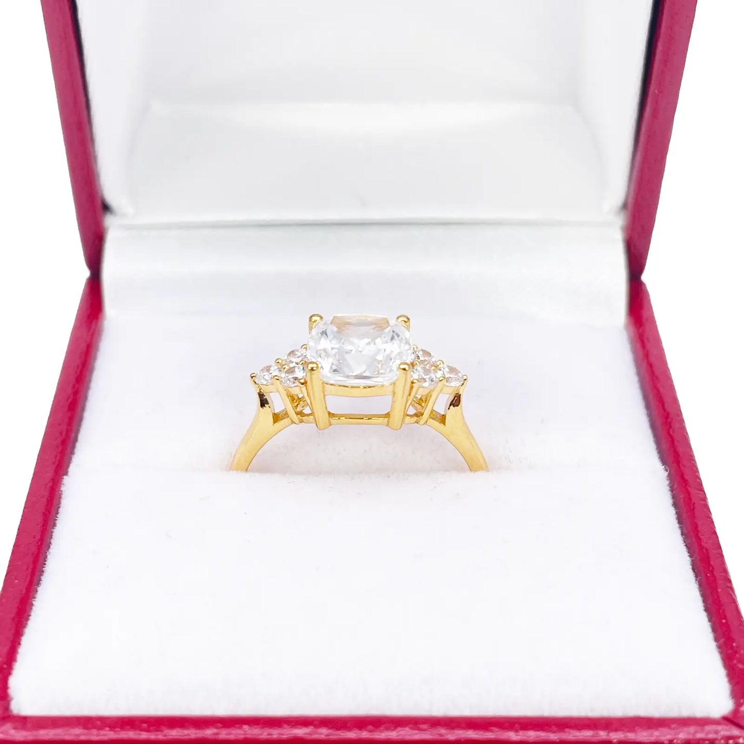 22ct Yellow Gold Cushion Cut Cubic Zirconia Engagement Ring 7mm Width 
