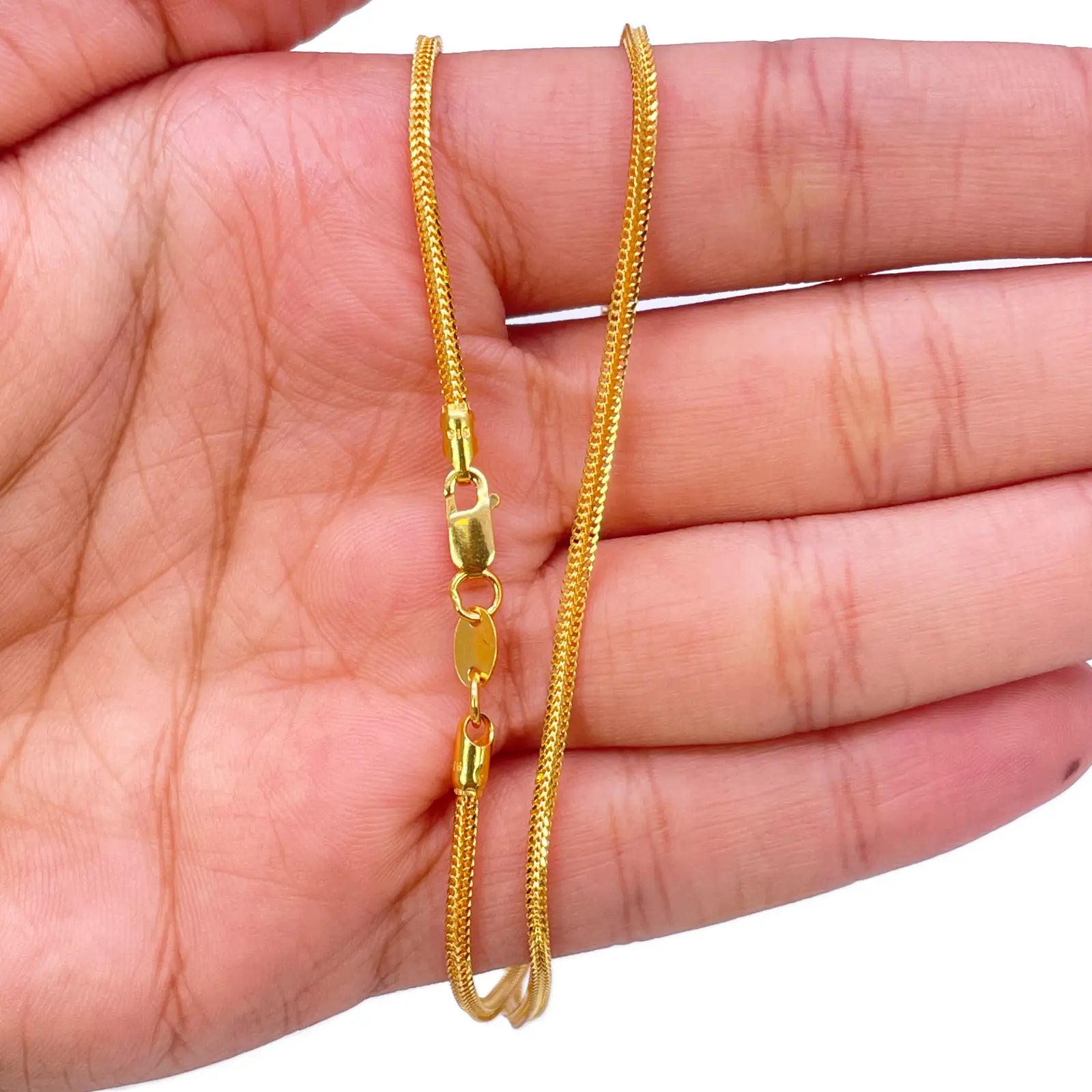 22ct Yellow Gold Foxtail Dragon Chain Necklace 20''inches 1.5mm Width 